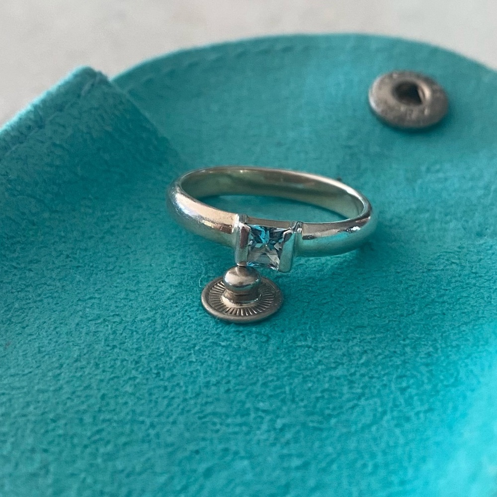 Tiffany & Co aquamarine solitaire.